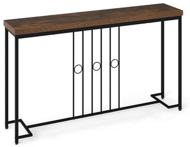 "Costway 55"" Industrial Console Table with H-Shaped Base-Brown"