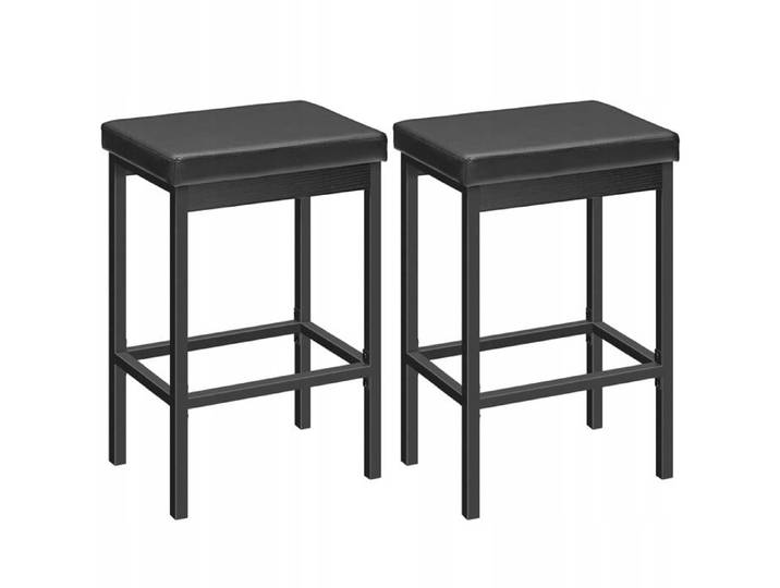 Tabouret de bar - HOOBRO - Lot de 2 - Noir - Hauteur 63 cm - Structure métal