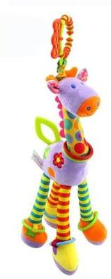 Uplifted Finds New Soft Cute Giraffe Animal Handbells Rattles Plush Infant Handle Toy With Teether purple