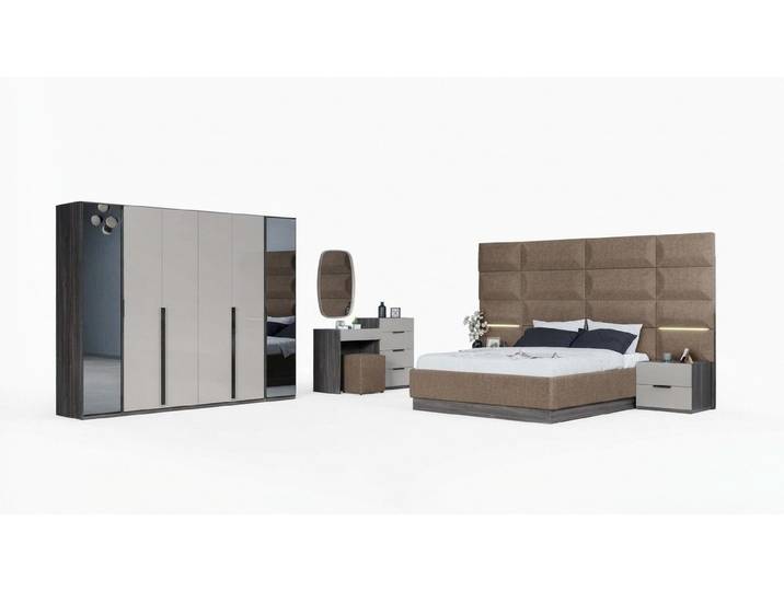 Xlmoebel Komplettschlafzimmer Luxuriöse Holz Möbel: Bett, Nachttisch, Kleiderschrank, Kommode, (Komplettschlafzimmer, 5-tlg., Komplettschlafzimmer), Made in Europa