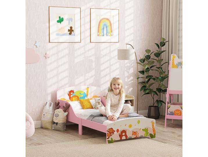 AIYAPLAY Lit Enfant Bois Rose 143x77x60cm avec Barrières