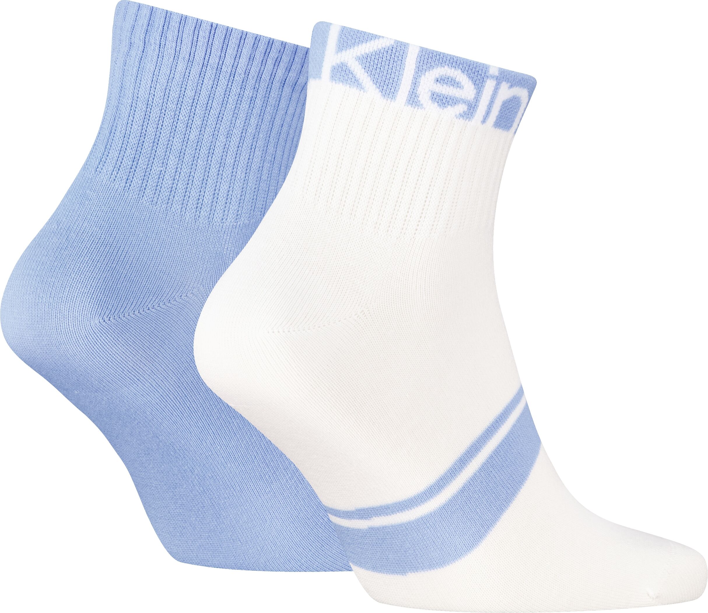 Kurzsocken CALVIN KLEIN "CK MEN QUARTER LOGO STRIPE", Herren, blau (sky blau), Baumwollmischung, normal, Socken Kurzsocken, mit breitem Rippenbündchen, Cotton-Mix sky blau Einheitsgröße