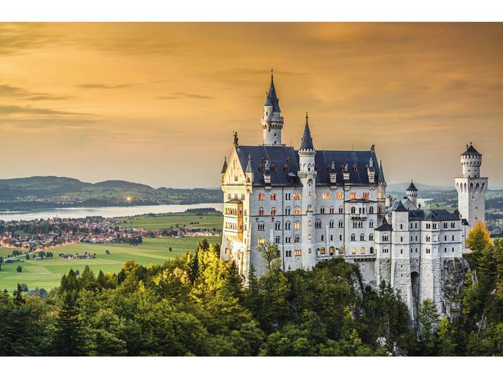 Fototapete PAPERMOON Neuschwanstein Castle , bunt, B:5m L:2,8m, Vlies, Tapeten, Fototapete