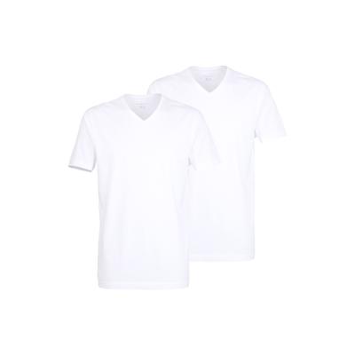 T-Shirt BUGATTI "Bari", Herren, Gr. 52, weiß (weiß, hell, uni), Interlock, Obermaterial: 100% Baumwolle, unifarben, Basic, Basic hüftlang, V-Ausschnitt, Shirts T-Shirt, V-Ausschnitt, Kurzarm, basic, Baumwolle, weich, atmungsaktiv