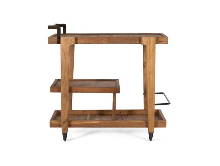 Meuble bar en teck 85 cm avec roues style contemporain
