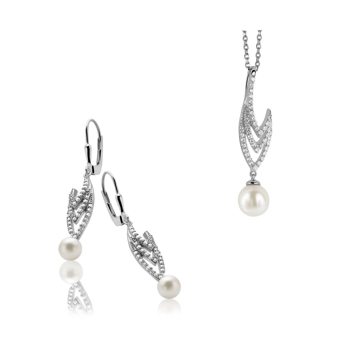 Orphelia Dames 925 Zilveren Set: Ketting-Hanger + Oorbellen - Zilver SET-5173