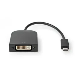 Nedis USB-C Adapter - USB 3.2 Gen 1 - USB-C Stecker - DVI-D 24+1-Pin Buchse - 1080p - 0.20 m - Rund - Vernickelt - PVC - Schwarz - Umschlag
