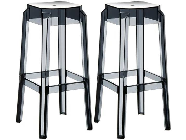 CLP 2er Set Barhocker Fox I Stapelbarer Barstuhl aus hochwertigem Kunststoff I Wetterbeständiger Tresenhocker I Sitzhöhe 75 cm Farbe schwarz