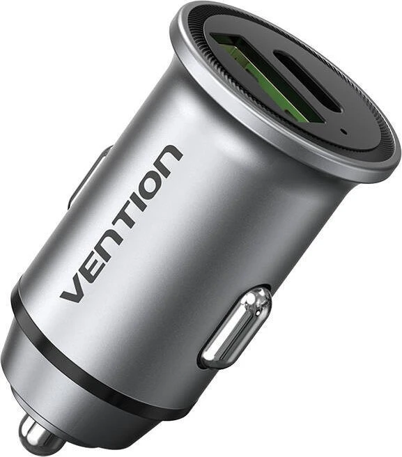 Vention Zwei-Port USB A+C (18W/20W) Autoladegerät Grau Mini Style Aluminium Legierung Typ