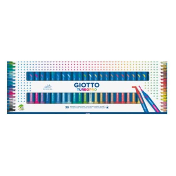 Giotto Turbo Pro Dual Tip Marker Pens, Round Shape, Assorted Colors, 30 Count (30x) (F427900)