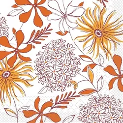 Mank Serviette Tissue Hilde in Terrakotta-Bordeaux, 33 x 33 cm, 100 Stück - Herbst Blumen Gräser