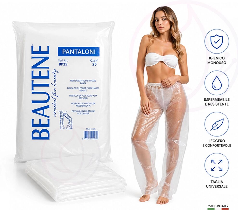 BEAUTENE Pantaloni Monouso per Pressoterapia e Pressomassaggio in Polietilene HD Trasparente 1 BUSTA