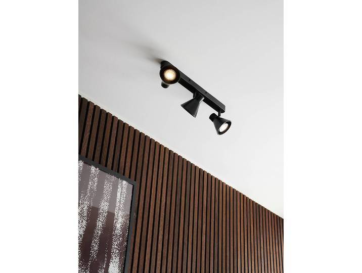 Deckenleuchte Eik 45 x 15 x 9cm Schwarz/Schwarz 3 Aluminium, lackiert GU10