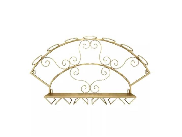 GEK208130 Weinhalter Weinregal, Wandbehang, dekorativer Weinschrank, rotes Barregal Küche(Gold)
