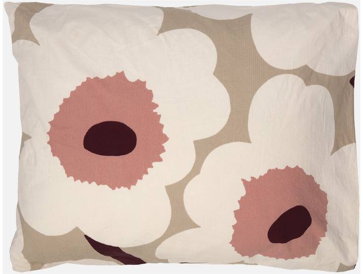 Kissenbezug MARIMEKKO UNIKKO , rosa (beige, cotton, rose), B:80cm L:80cm, Seersucker, Obermaterial: 100% Baumwolle, Kissenbezüge, Kissenbezug, in 80x80cm, passend zum Bettbezug UNIKKO