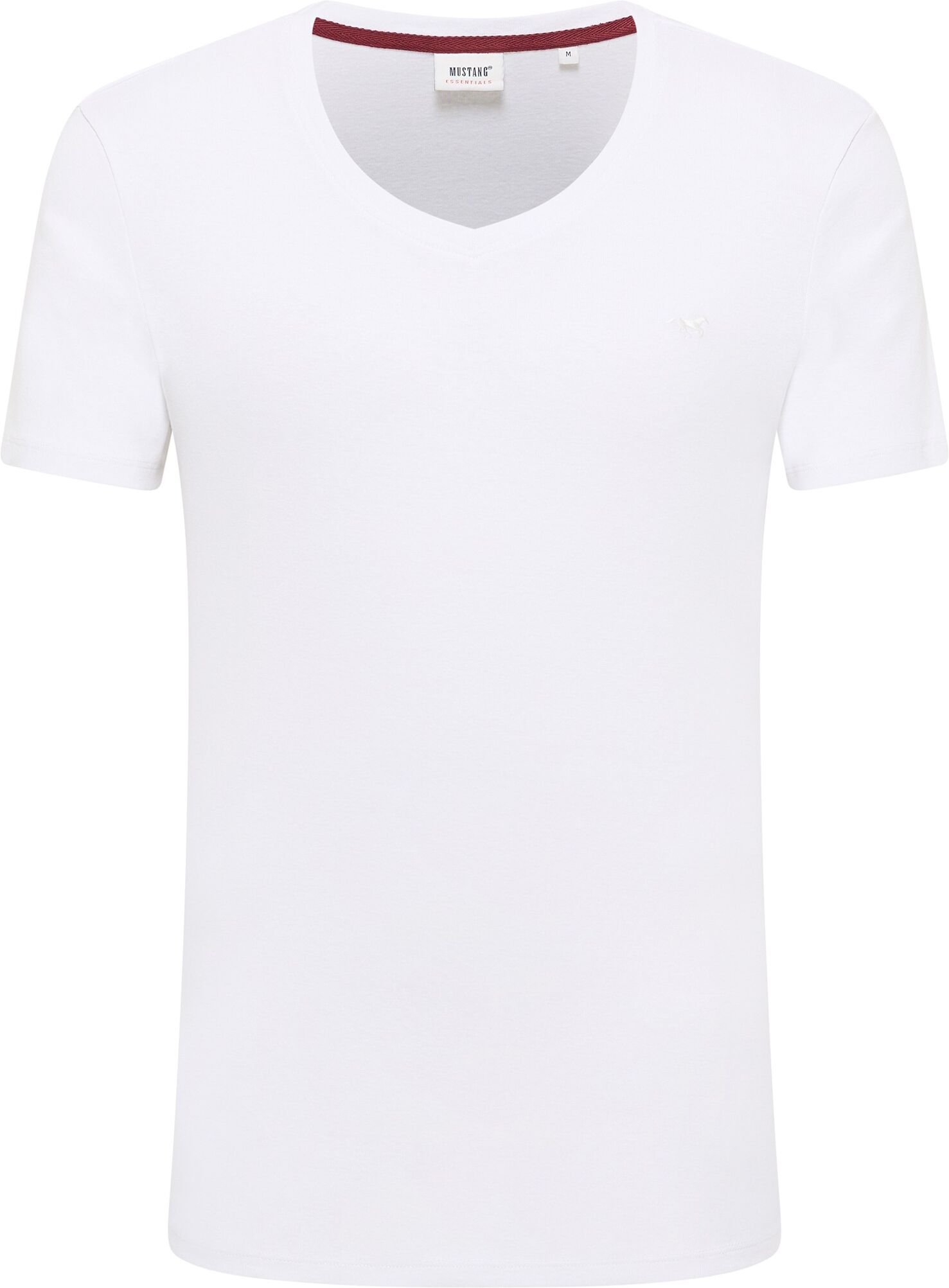 V-Shirt MUSTANG "Amado-V-neck", Herren, Gr. L, weiss (hellweiß), Jersey, Obermaterial: 100% Baumwolle, unifarben, slim fit normal, V-Ausschnitt, Shirts V-Shirt, Slim fit hellweiß L