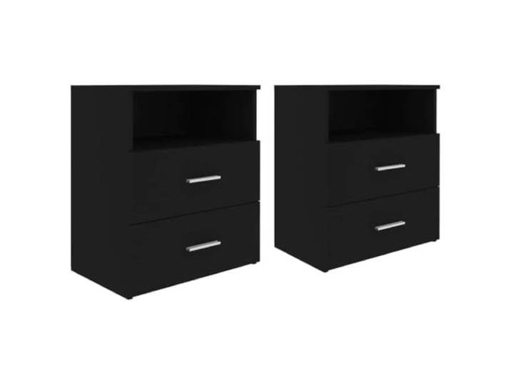 Fisinber Nachttische 2er Set Schwarz 50x32x60 cm Beistelltisch Zwei Stau-Schubladen und eine offene Ablage bieten Platz im Schlafzimmer. Pflegeleichter Nachttisch aus Holzwerkstoff.