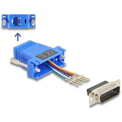 Delock D-Sub 15 Pin Stecker zu RJ12 Buchse Montagesatz blau