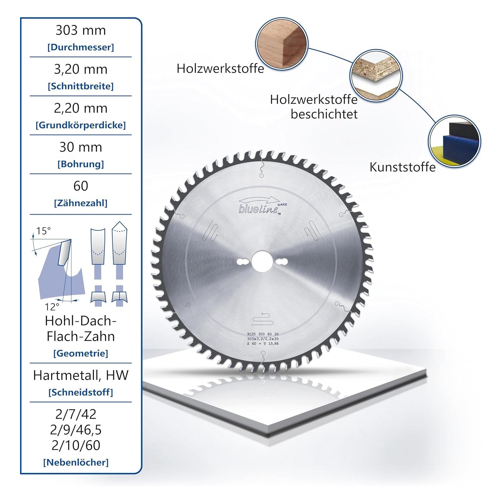 Ake Kreissägeblatt blueline ø: 303 x 3,2 x 30mm 60 Zähne für Holzwerkstoff u. Thermoplast (?9125.303.60.30)