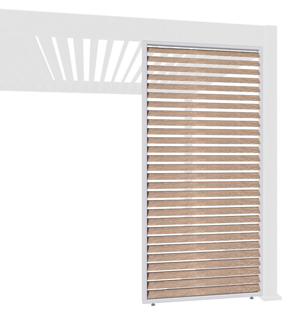 Weide Lamellenwand horizontal Holzoptik für Pergola Aluminium Weiß1.13 Meter