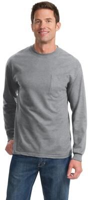 Port & Company PC61LSP Long Sleeve Essential Pocket Top in Heather size 3XL   Cotton