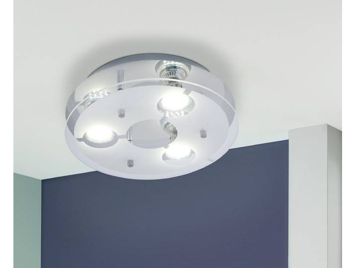 Plafonnier à 3 lampes CHROME/SATINÉ TRANSPARENT « CABI »
