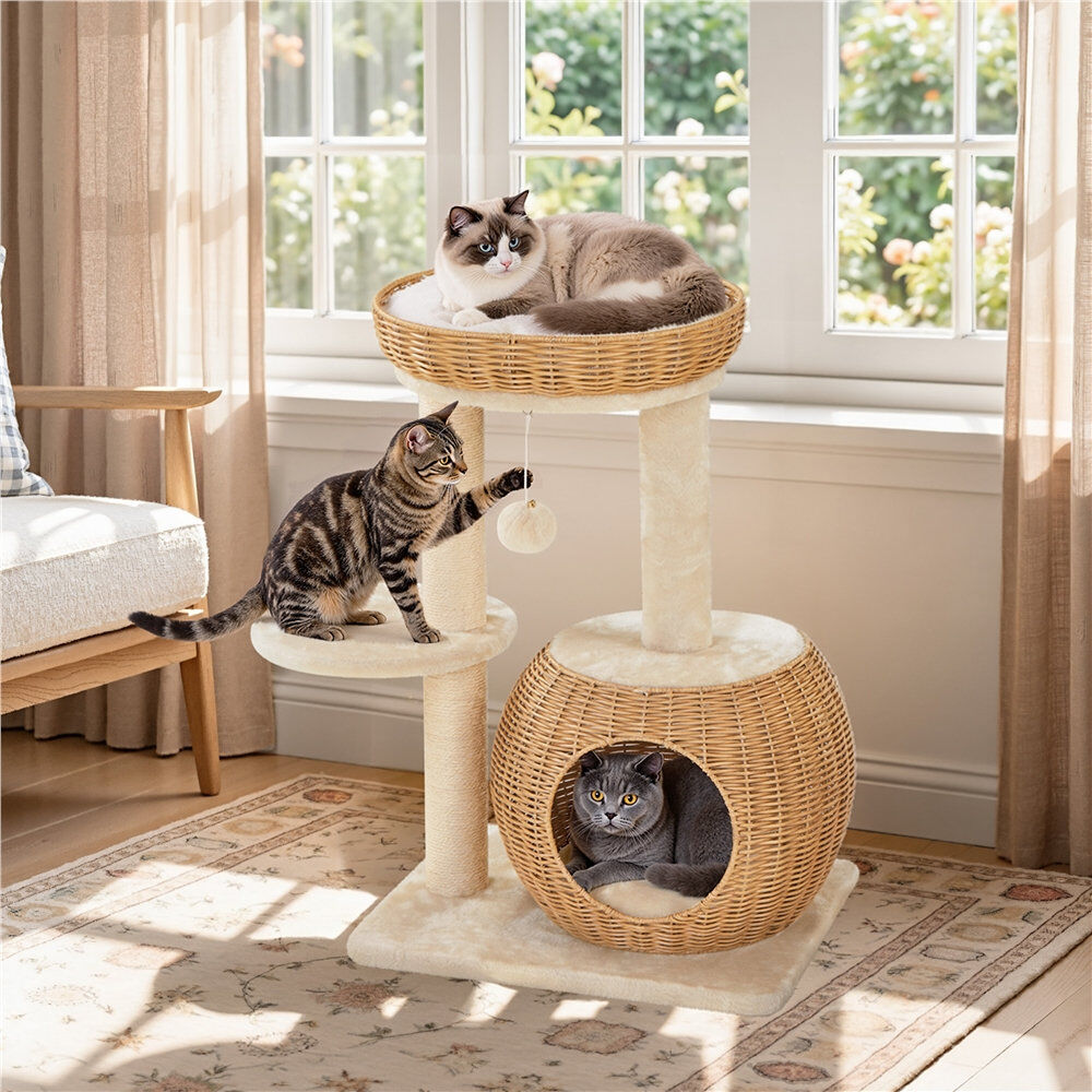 World Menagerie 72 cm H Cat Tree / Condo Beige 72cm H X 48.5cm W X 40.5cm D