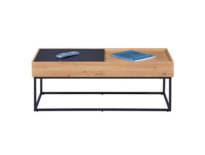 PAVIK - Table Basse Coffre Anthracite et Effet Chêne