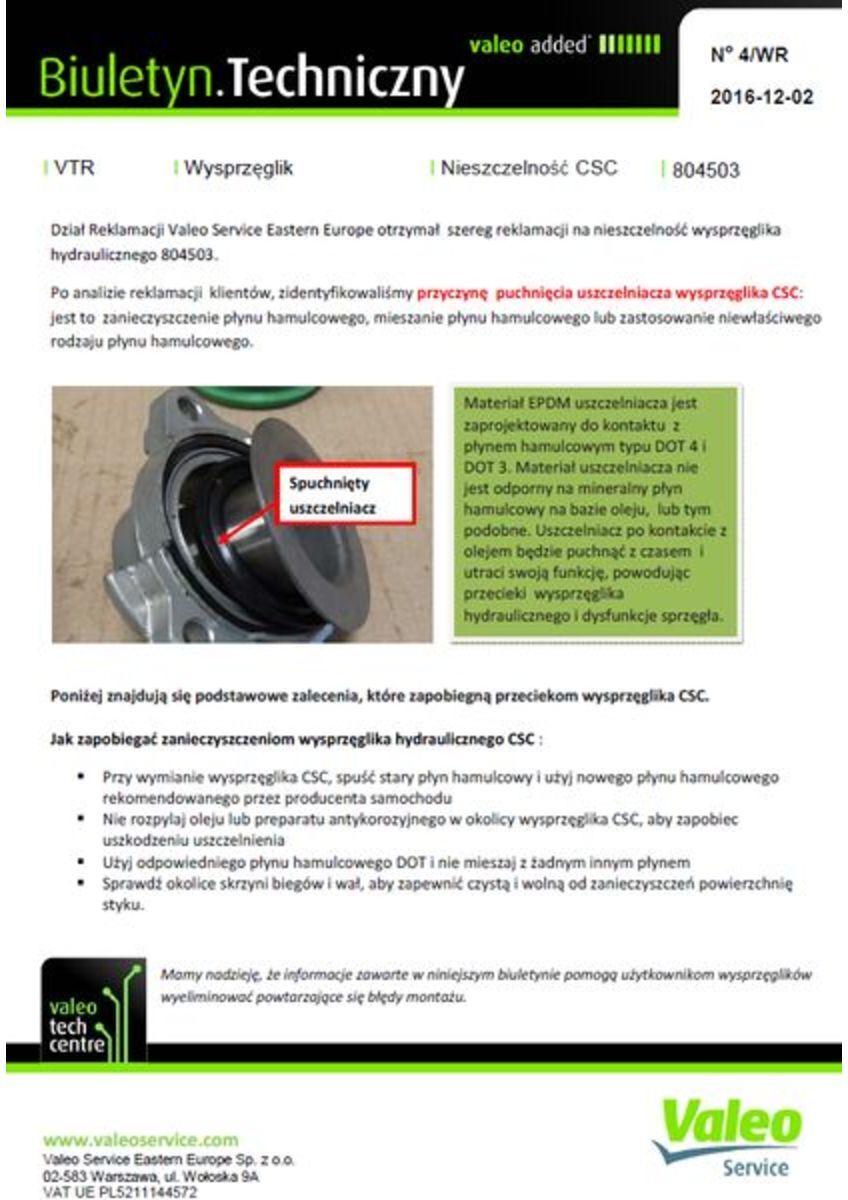 Zentralausrücker, Kupplung VALEO 804503