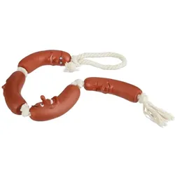 Relaxdays 4 x Hundespielzeug Wurst Braun,Creme