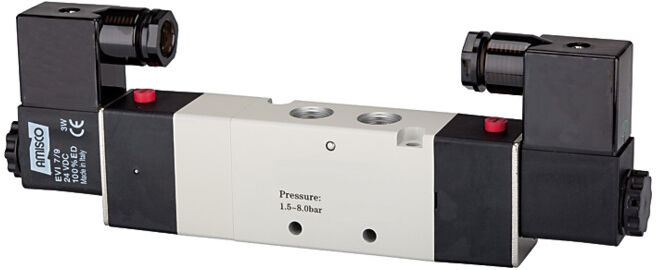 Riegler Électrovanne 5/3 voies pneumatique, centre évacuation, G 1/4, 24VDC, 950l/min (517.3204)