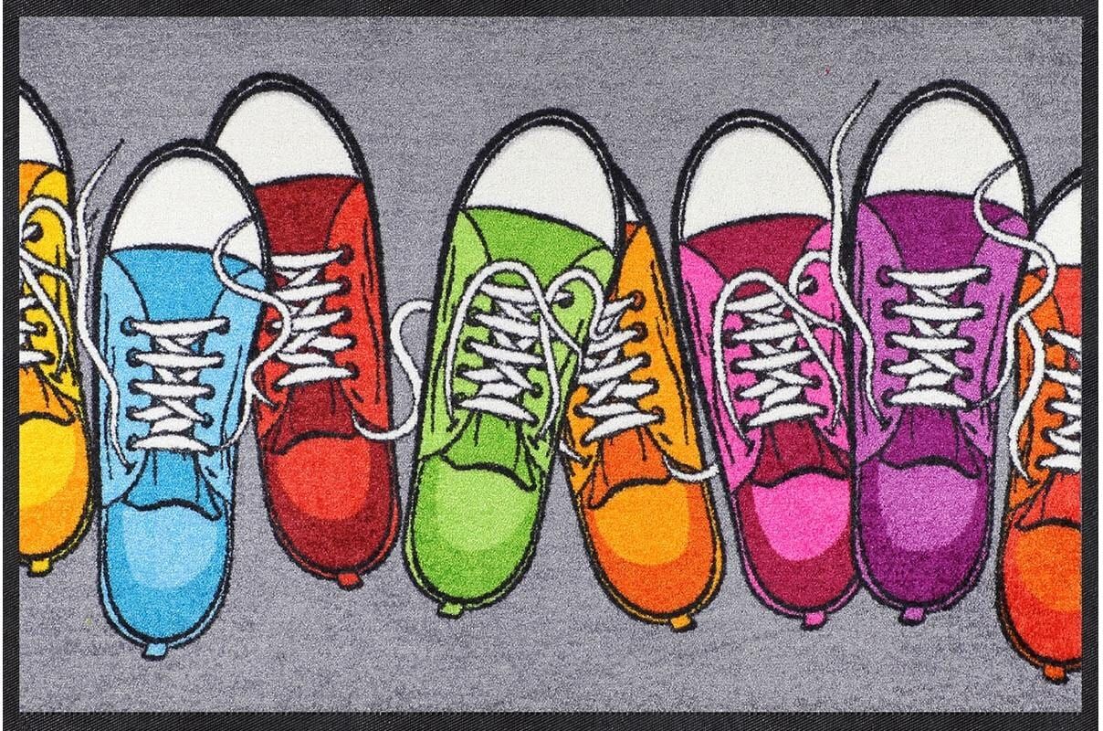 Fussmatte SALONLOEWE "bunte Turnschuhe Fussmatte", bunt, B:50cm L:75cm, Kunstfaser, Teppiche, Fussmatte bunt B : 50cm 1 Stk., L: 75cm