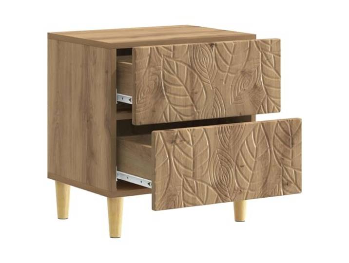 KTHLBRH Nachttisch Eiche Handwerk 43 x 34,5 x 48 cm Eukalyptus Massivholz, 2 Schubladen, 60 kg Tragkraft, pflegeleicht
