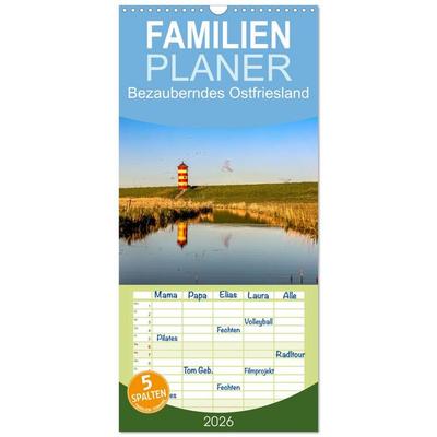 Familienplaner 2026 - Bezauberndes Ostfriesland mit 5 Spalten (Wandkalender, 21 x 45 cm) CALVENDO