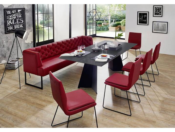 K+W Komfort & Wohnen Polsterbank Creso, im modernen Chesterfield-Look, mit schwarzen Kufenfüßen