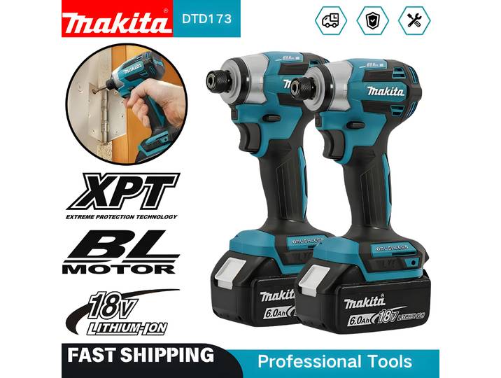 Makita DTD173 Bleu 2026, Perceuse-visseuse à chocs sans balais 18V au lithium-ion, Outil multifonctionnel, Outil électrique