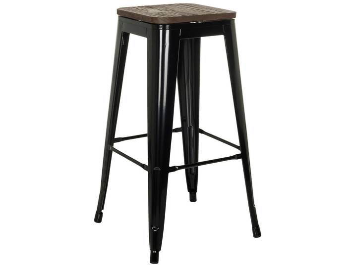 Mid.you Barhocker, Schwarz, Holz, Metall, 44x77x44 cm, stapelbar, Sitzfläche 360° drehbar, abwischbar, Holzmöbel, Sitzgelegenheiten Holz, Barhocker Holz