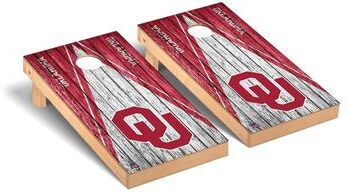 Skip's Garage Oklahoma Sooners Triangle Cornhole Board Set