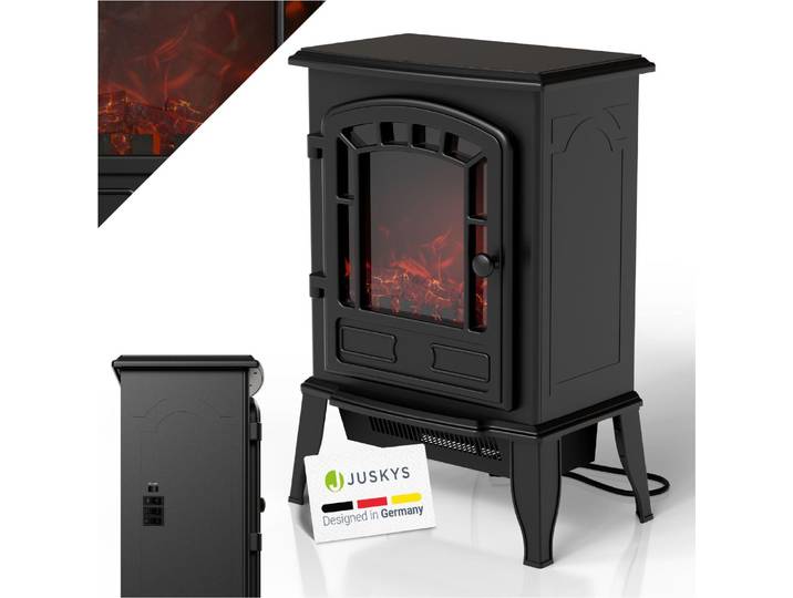 Juskys Elektrokamin 2000 W – Flammeneffekt & Heizfunktion, Schwarz