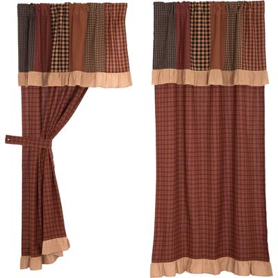 VHC Brands Maisie Short Panel with Attached Patch Valance Set of 2 63x36