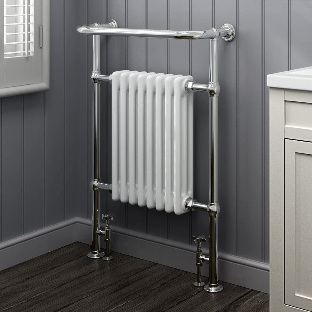 iBathUK Traditional Designer Heated Towel Rail Bathroom Radiator White 952cm H x 659cm W x 235cm D