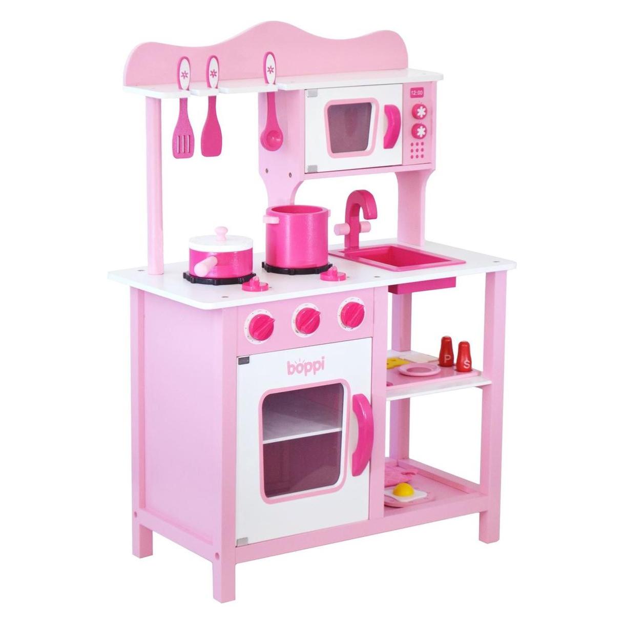 Boppi Holzspielküche - 20 Teile - 85 cm hoch (rosa) (41221532)