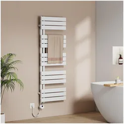 Emke Elektrischer Handtuchwärmer mit Heizstab und Timer, Weiss 1320x500mm 800W, Heizkörper, Weiss