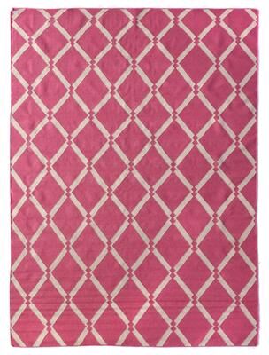Exquisite Rugs "Flatweave flatweave New Zealand Wool Pink Area Rug - 9'6"" x 13'6"""