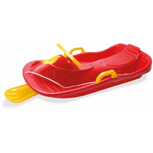 Dantoy Schlitten 6771 Lenkschlitten, rot, 95 cm, aus Kunststoff, mit Zugseil, Lenkrad & Bremse, bis 60 kg