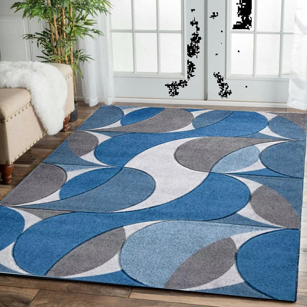 Metro Rectangle Geometric Dhurrie Blue Rectangle 160 x 230 cm