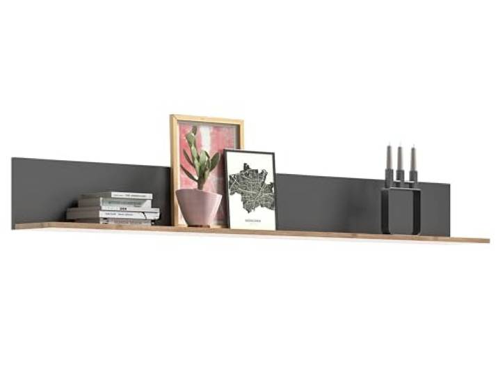 Newroom Wandboard Eiche Basalt Grau Wandregal schwebend schmal Wohnzimmer