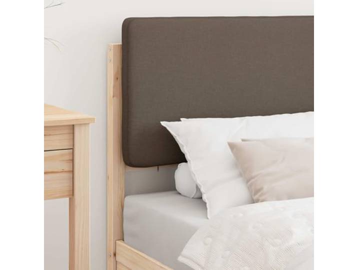 KTHLBRH Einzelbett breit 100 x 200 cm Kiefer massiv Taupe Gepolstertes Kopfteil, Lattenrost im Lieferumfang enthalten, kein Boxspring, einfache Montage