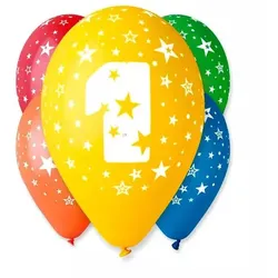Set mit 5 bunten Ballons mit der Zahl 1