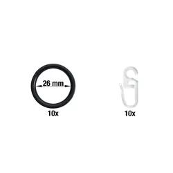 Mydeco Ersatzringe 10er-Set   ¦ schwarz ¦ Stahl ¦ Maße (cm): B: 3,4 H: 3,4
